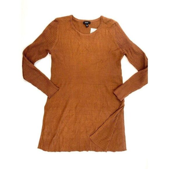 Alfani Tunic Sweater Top Brown Lightweight Ribbed Sz Large NEW - Picture 1 of 7